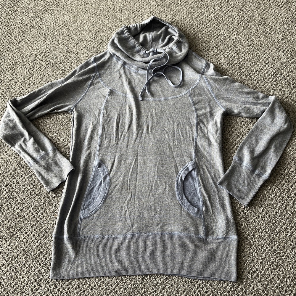 Akini‎ Merino Wool Blend Sweater Top. Medium. Cowl Neck Tunic. Blue.